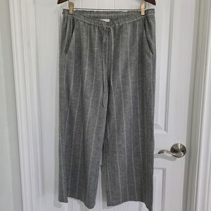 NWOT Eileen Fisher Striped Hemp‎ Cotton Blend Cropped Trousers Pants Sz S